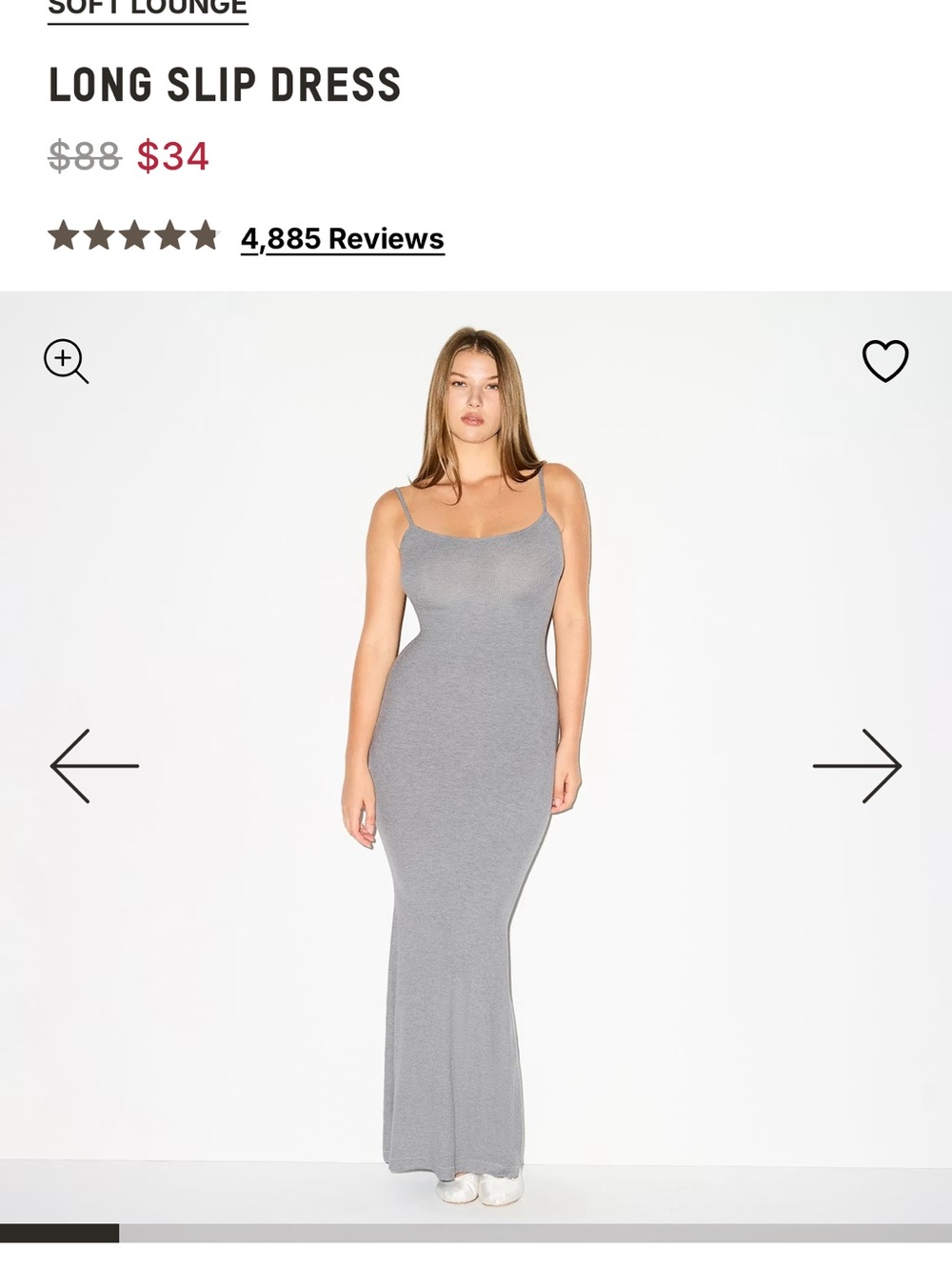Skims Gray Long Slip Dress
